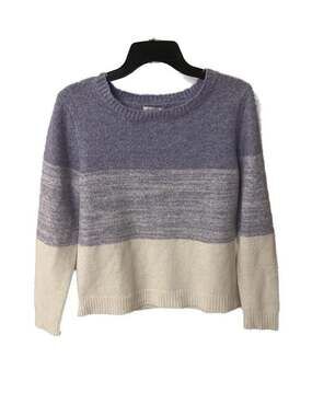 cupcakes & cashmere Soft Color Block Ombré Crewneck Sweater Purple and White